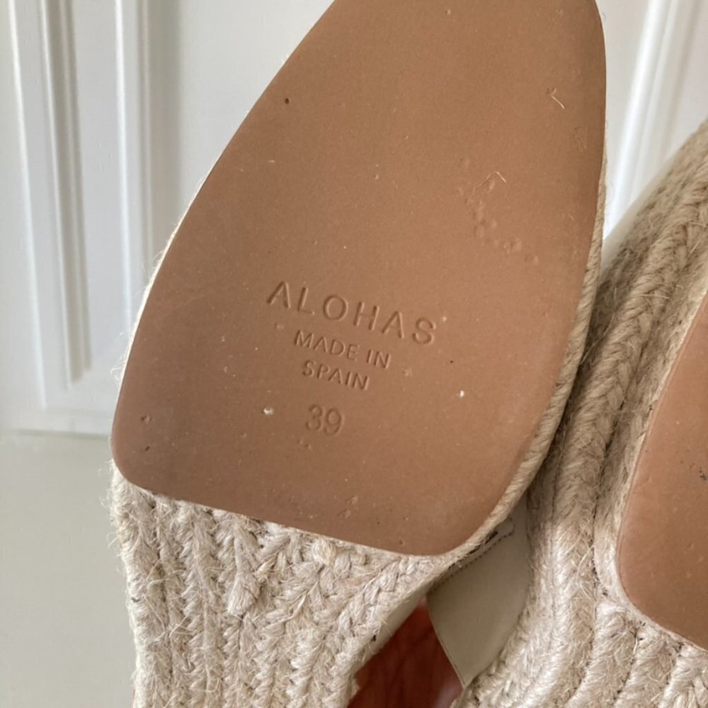 NWOT Alohas Free People Celeste Cream Leather Heeled Clogs Sz 39 - Picture 9 of 9